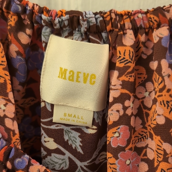 Anthropologie: Maeve Ruffled Orange And Brown Blouse - Picture 2 of 8